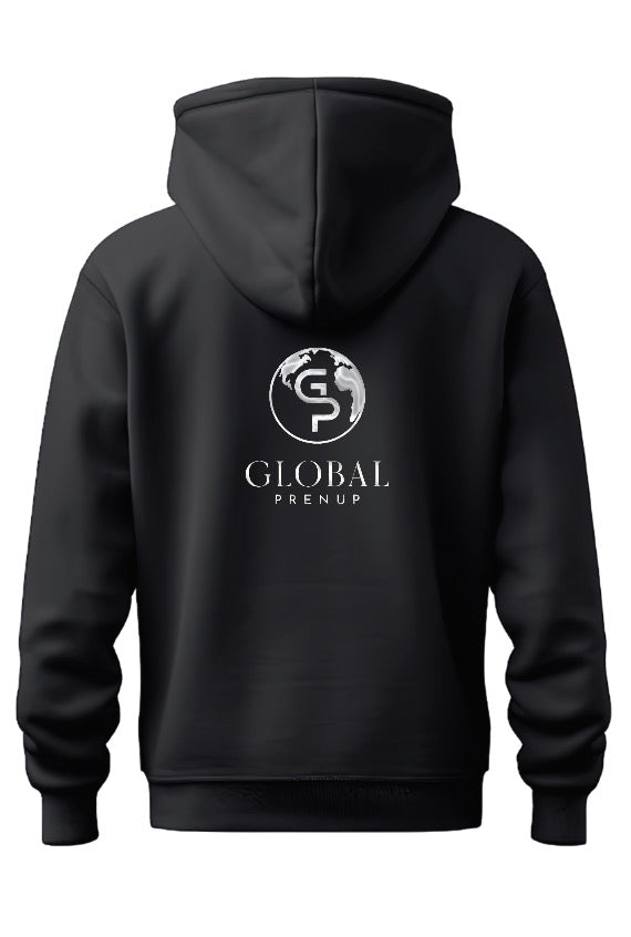 SH*TS GETTIN THICCK Global Prenup Black Hoodie with Global Logo on the back.