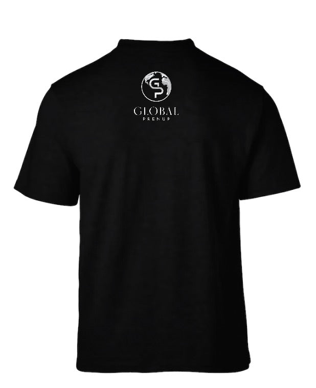 We Outsiide Global Prenup Black Short Sleeve T-Shirt with Global Logo on the back