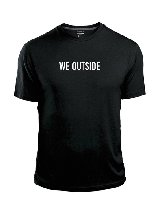 We Outsiide Global Prenup Black Short Sleeve T-Shirt with Global Logo on the back